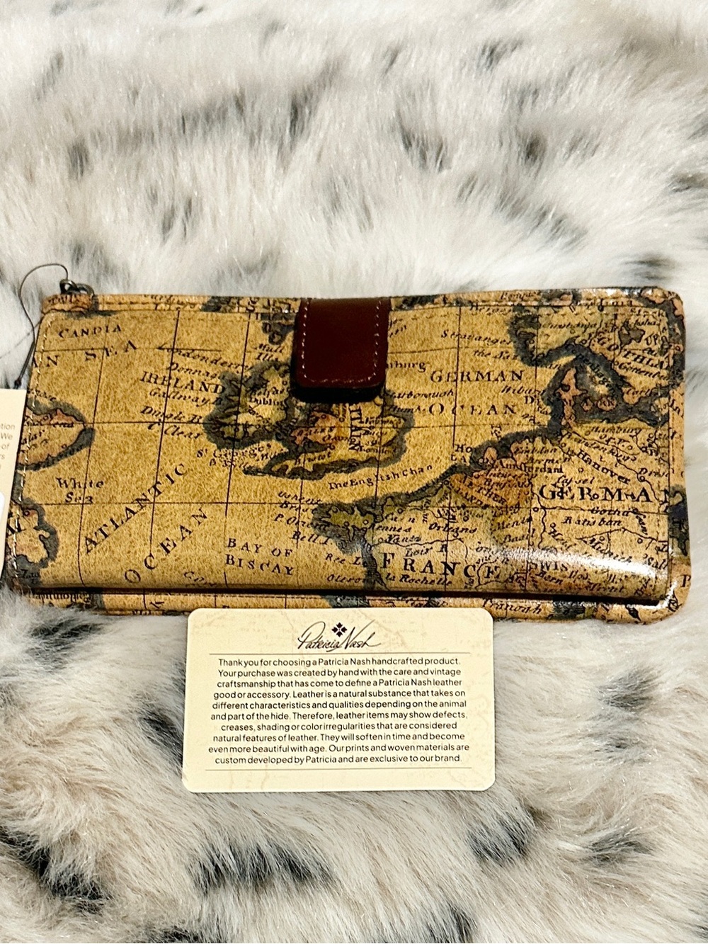 NWT Patritia Nash Nazari European Map-Print Naxos Leather Wallet